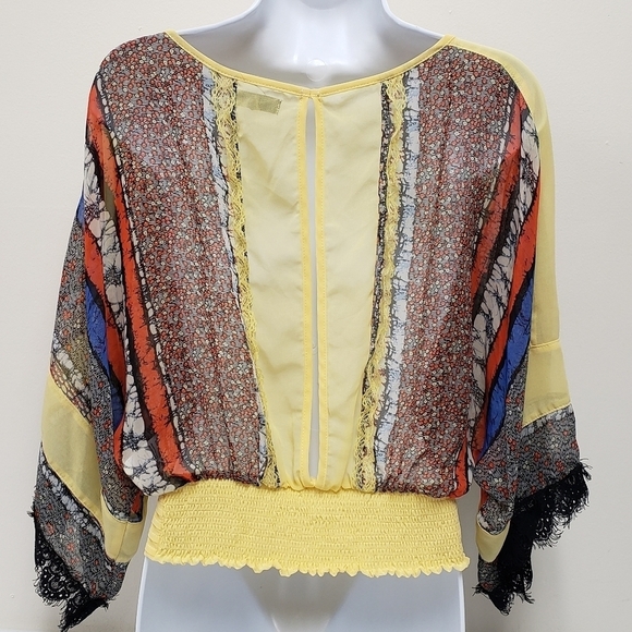 Ryu Womens Yellow Sheer Top Size Small - Picture 2 of 8